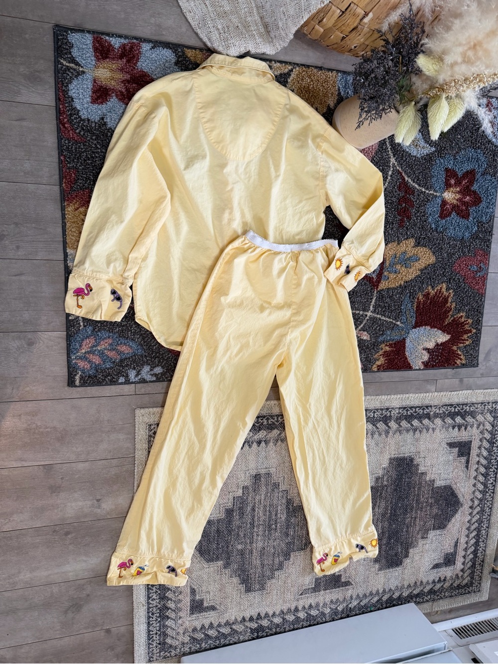 VTG 90s Disney World Mickey Mouse Embroidered Pajamas Set Women Small Cotton - Picture 11 of 16